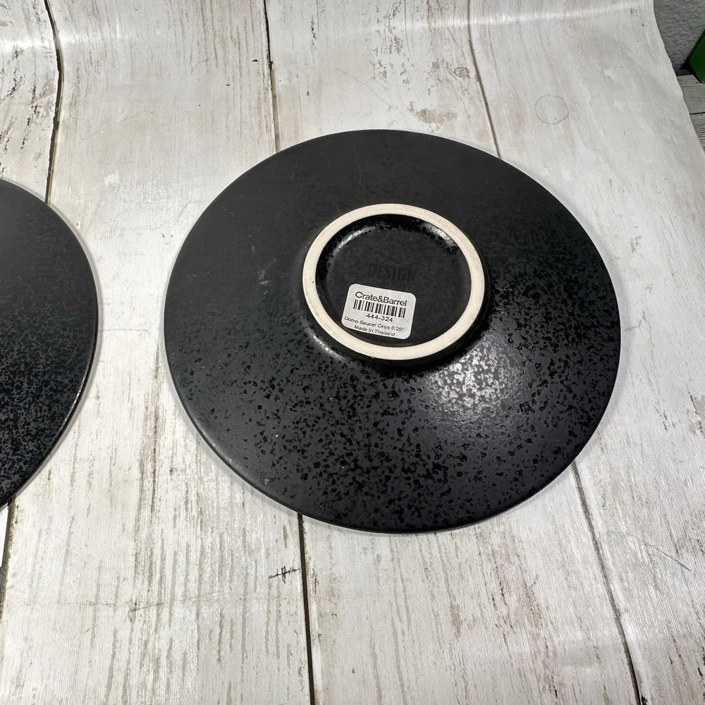 2 Crate & Barrel Domo Onyx Stoneware Saucers Portugal 6.2in Discontin Design Sto